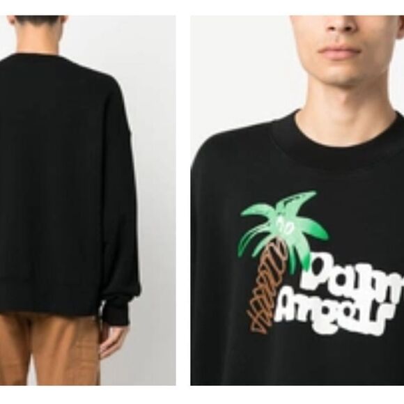 Palm Angels logo-print organic cotton sweatshirt Medium NEW $993. - Picture 4 of 10